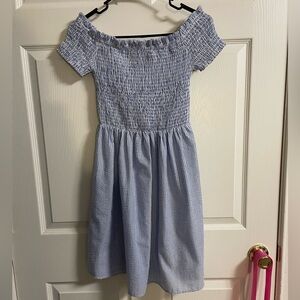 Altar'd State Blue And White Off-Shoulder Dress